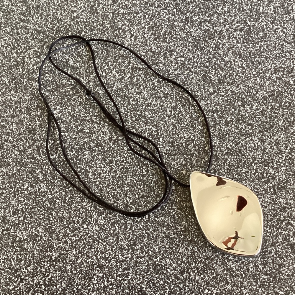 Silver Look Corded Sculptural Pendant Necklace